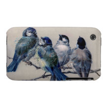 Vintage Paris Bluebirds iPhone 3 Cover
