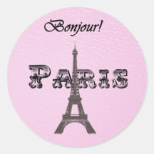 Vintage  Paris Bonjour Eiffel Tower Stickers