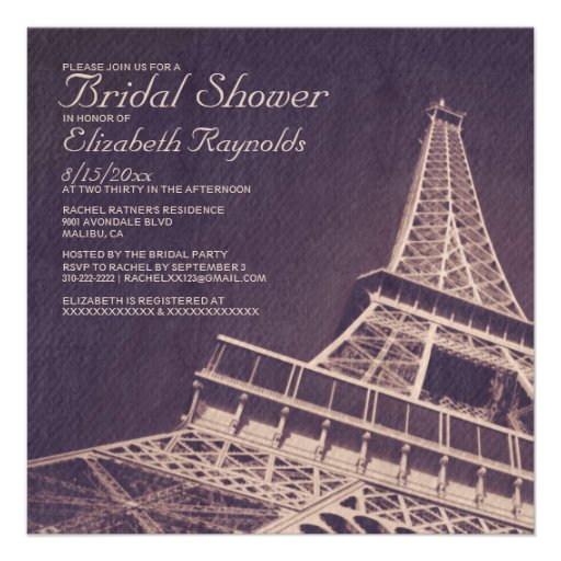 Vintage Paris Bridal Shower Invitations