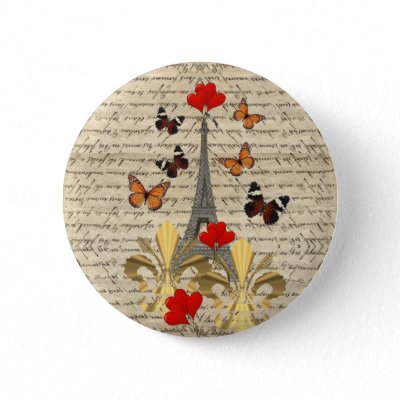 Vintage Paris & butterflies Pins