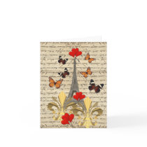 Vintage Paris & butterflies Greeting Cards