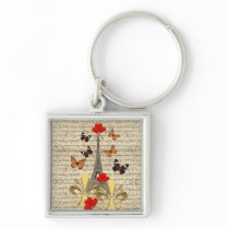 Vintage Paris & butterflies Key Chain
