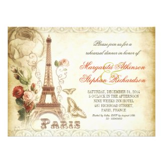 vintage PARIS chic rehearsal dinner invitations