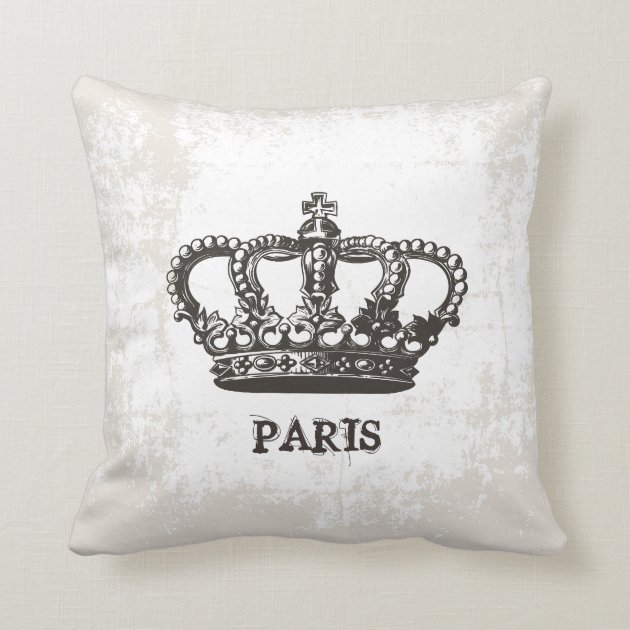 Vintage Paris Crown Old Grunge Look Pillows