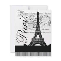 Vintage Paris Eiffel Tower Illustration Invite