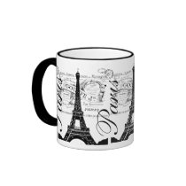 Vintage Paris & Eiffel Tower Label Coffee Mug
