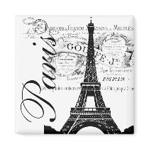 Vintage Paris & Eiffel Tower Label Magnet