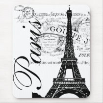 Vintage Paris & Eiffel Tower Label Mousepad