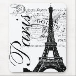 Vintage Paris &amp; Eiffel Tower Label Mousepad