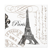 Vintage Paris Eiffel Tower stretched canvas Canvas Prints