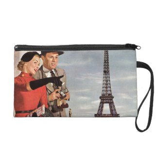 Vintage Paris - Eiffel Tower Wristlet Clutch