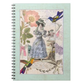 Vintage Paris Fashion  Elegant Collage Spiral Note Book