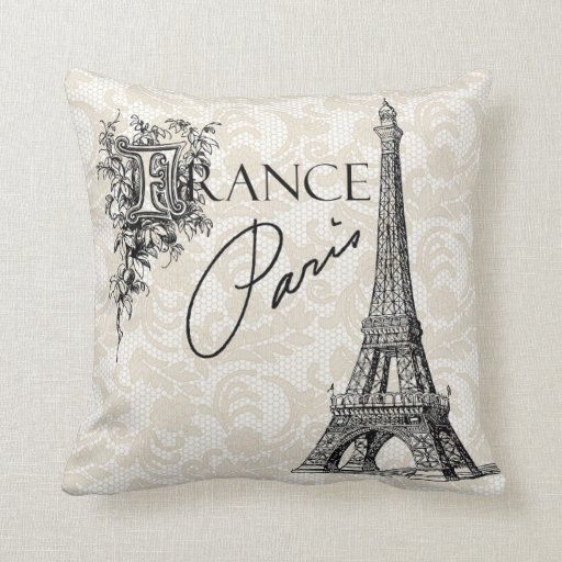 Vintage Paris France Eiffel Tower pillow