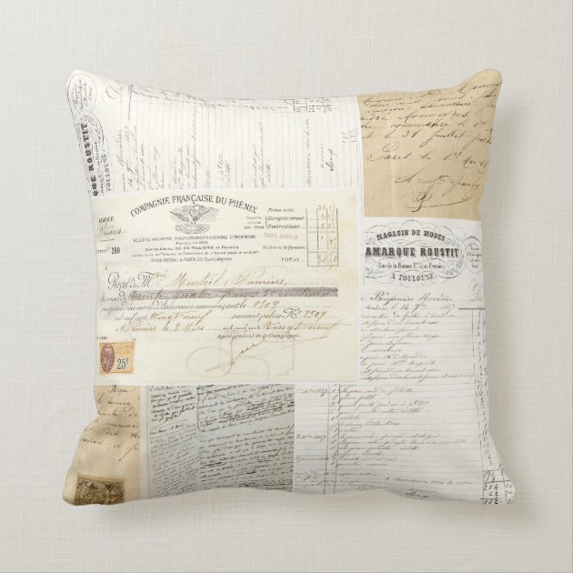 Vintage Paris French Ephemera Pillow