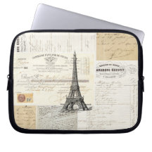 Vintage Paris French Ephemera Pillow Laptop Sleeves