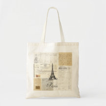 Vintage Paris French Ephemera Tote Bag