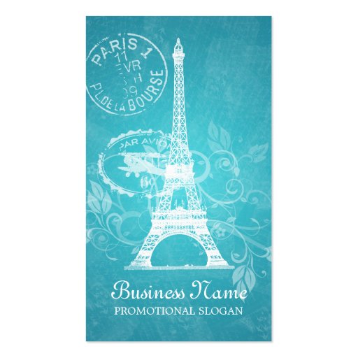 Vintage Paris Postcard Blue Business Card