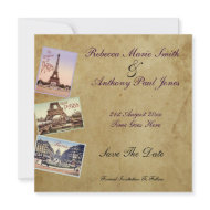 Vintage Paris Save The Date invitation