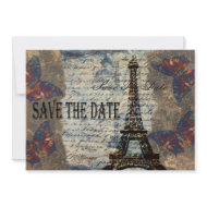 Vintage Parisian save the date invitation