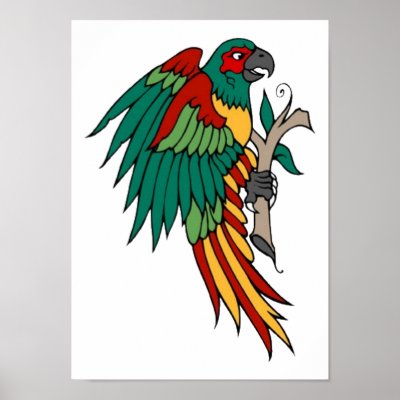 Vintage Parrot Tattoo Art Poster by vintagegiftmall