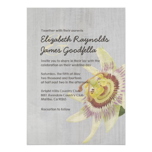 Vintage Passion Flower Wedding Invitations