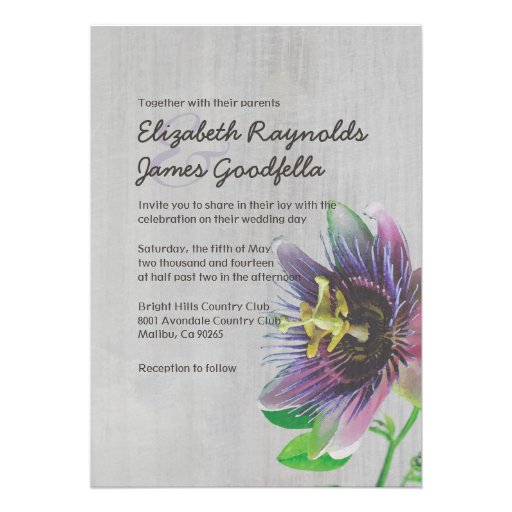 Vintage Passion Flowers Wedding Invitations