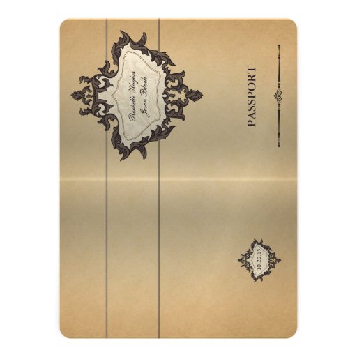 Vintage Passport Invitation 8.75 x 6.5