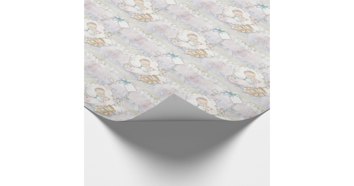 Vintage Pastel Baby Shower Wrapping Paper Zazzle