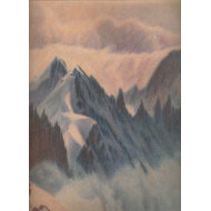 Vintage pastel drawing eerie mountain glacier print
