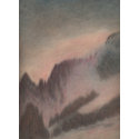 Vintage pastel drawing stormy mountain landscape print