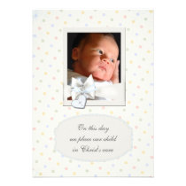 Vintage Pastel Photo Christening Invitations invitations