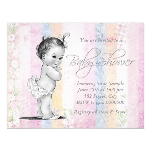 Vintage Pastel Rainbow Baby Shower Custom Invites