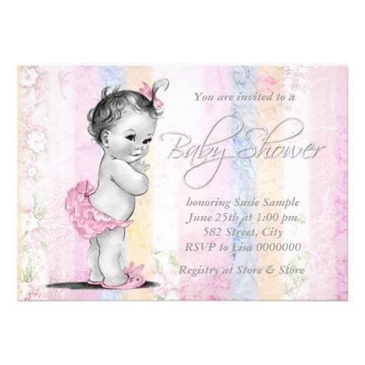 Vintage Pastel Rainbow Baby Shower Personalized Invites