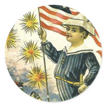 Vintage Patriotic 4th of July Round Stickers