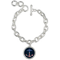 Vintage Patriotic American Flag Anchor Nautical US Charm Bracelets