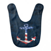 Vintage Patriotic American Flag Anchor Nautical US Bibs