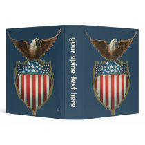 Vintage Patriotic American Flag and Bald Eagle 3 Ring Binder