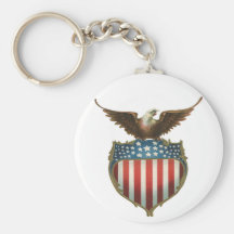 Vintage Patriotic American Flag and Bald Eagle Key Chain