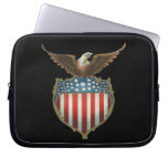 Vintage Patriotic American Flag and Bald Eagle Laptop Sleeve