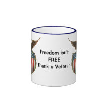 Vintage Patriotic American Flag and Bald Eagle Coffee Mugs