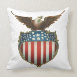 Vintage Patriotic American Flag and Bald Eagle Pillow