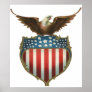 Vintage Patriotic American Flag and Bald Eagle Poster