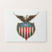Vintage Patriotic American Flag and Bald Eagle Puzzles