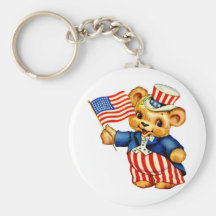 Vintage Patriotic Bear Keychain
