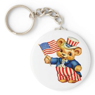 Vintage Patriotic Bear Keychain