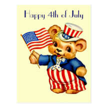 Vintage Patriotic Bear Postcard