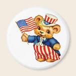Vintage Patriotic Bear Round Magnet magnets