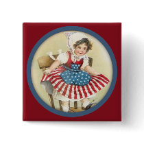 Vintage Patriotic Child Button
