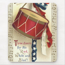 Vintage Patriotic Drum and Musical Notes Mouse Pad