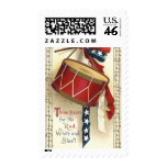Vintage Patriotic Drum and Musical Notes Postage Stamps